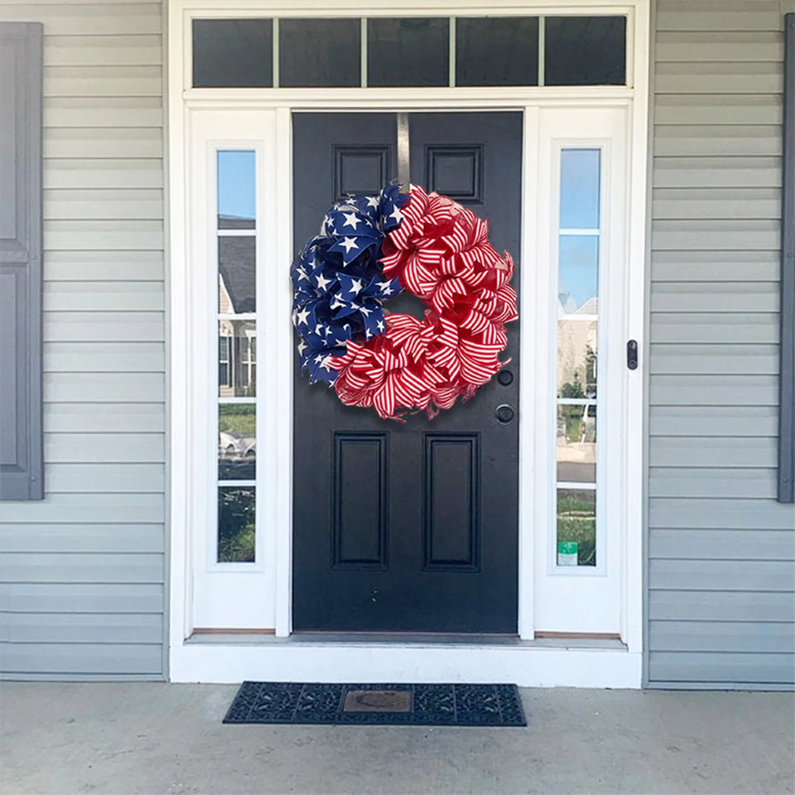 

Patriotic Burlaps And American Flag Ribbon Wreath For Julys Front Door Wreath Garland Decor For Front Door Household Decoration