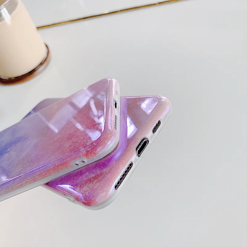 Чехол для телефона Blue-ray Dream Sky iPhone 11 Pro Max XR X XS 7 8 Plus мягкий чехол IMD с блестящей