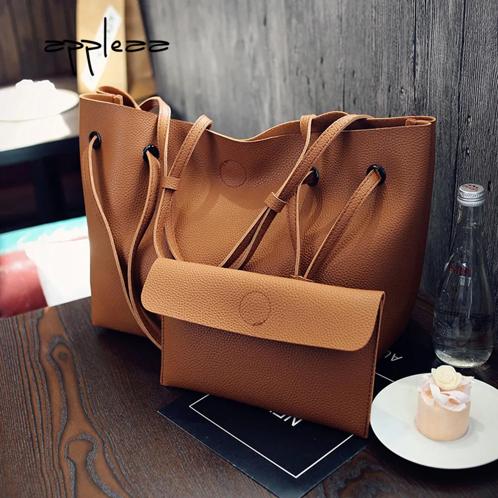 Сумка 2019Top модная женская кожаная сумка с рисунком личи на плечо + клатч кошелек