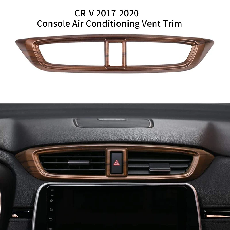 

Car Central Air Conditioning Wind Outlet Panel Dashboard Stickers Peach Wood Grain Moulding for Honda CR-V CRV 2017-2020