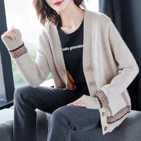 womens knitted cardigan 2021 autumn winter wear v neck casual loose button sweater jacket ladies short shawl small outer wear