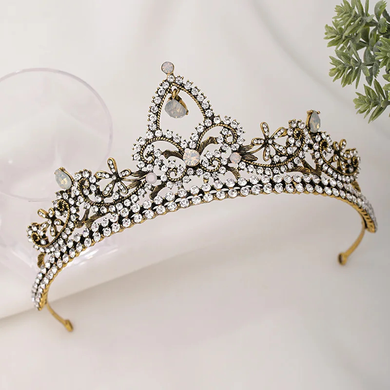 Женская винтажная корона в стиле барокко большая европейская Опаловая с