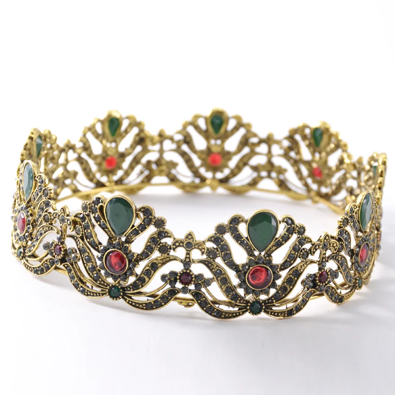 Moroccan Bride Hair Accessories Old Gold Rhinestone Vintage Tiara Wedding Headpieces for Women Crowns | Украшения и аксессуары