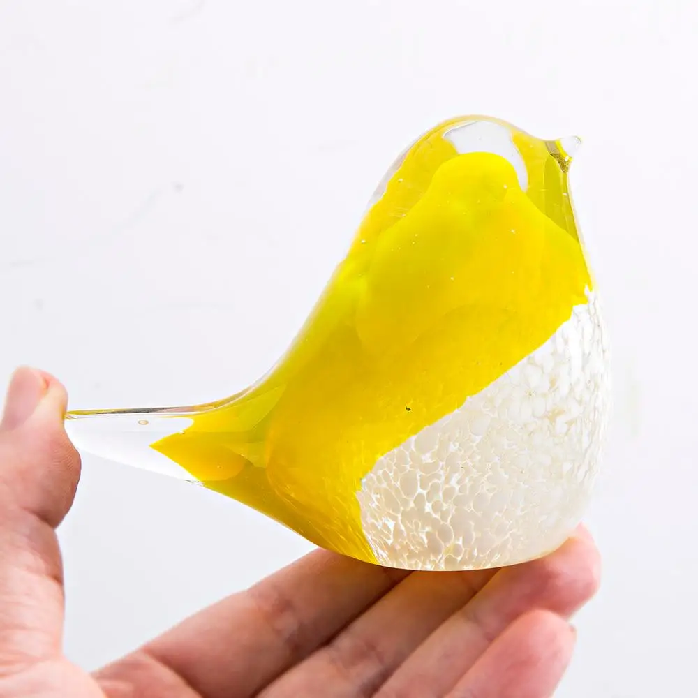 Стеклянная Статуэтка H & D с кристаллом в виде птицы ручная работа выдувное стекло