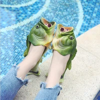 2021 new fish slippers fashion net red outer wear summer girls flip flops creative funny couple fish shaped parent child shoes