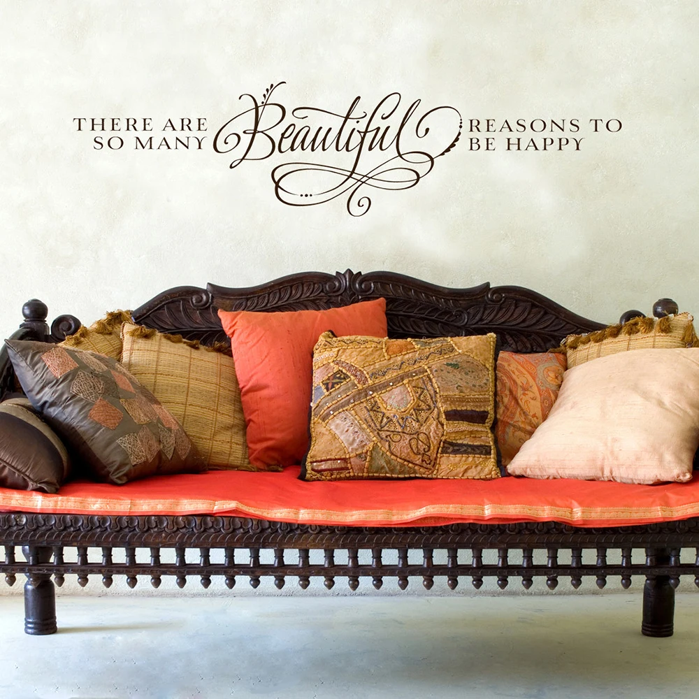 

Inspirational wall decals quotes There are so many Beautiful reasons to be happy vinyl wall Sticker Home Room Decor Mural X584