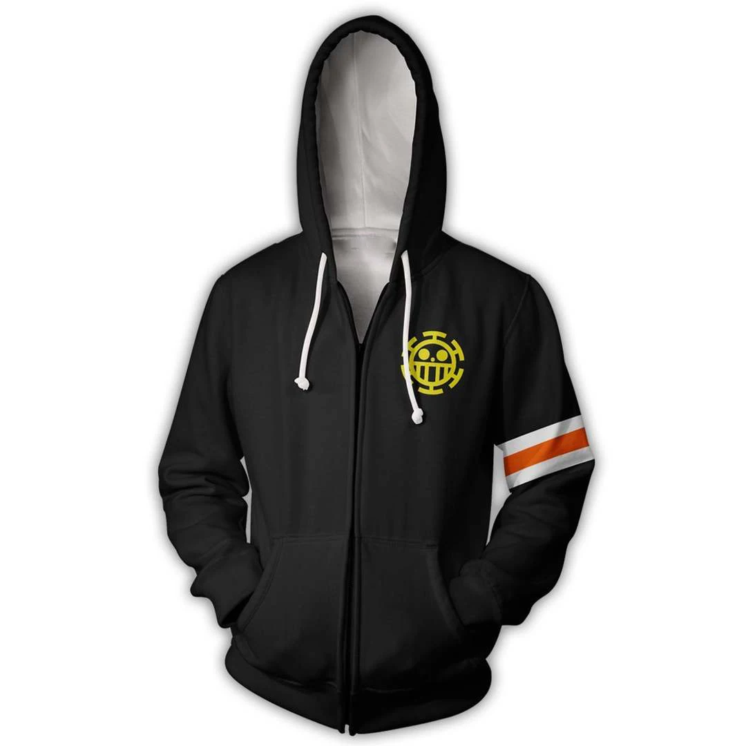 

2021Anime One Piece Luffy Ace Law Zoro 3D Outfit Sweatshirts Men Women Hoodies Zipper Coat Jacket Pullover Uniform Cosplay Cost