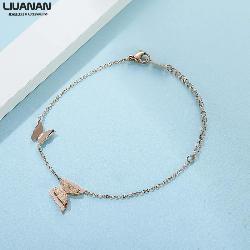 

Charm Butterfly Bracelet Stainless Steel Chain Bracelet for Women Girls Chic Jewelry Rose Gold Fashion Accessories Gift For Girl