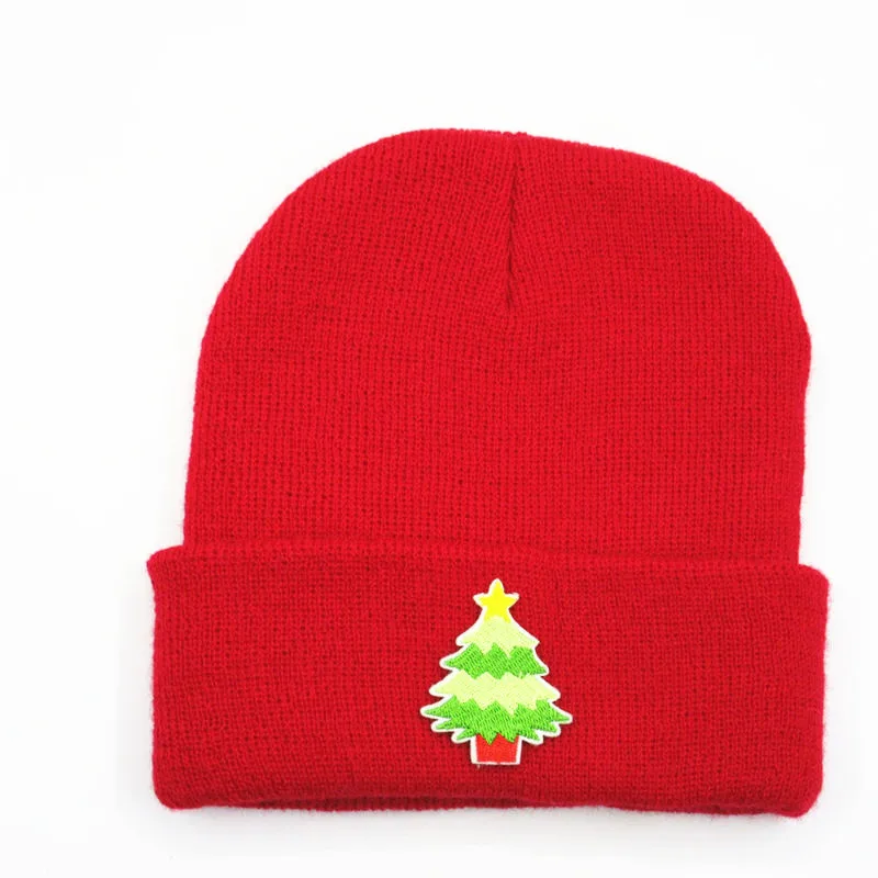 

Christmas tree embroidery Thicken knitted hat winter warm hat Skullies cap beanie hat for men and women 195