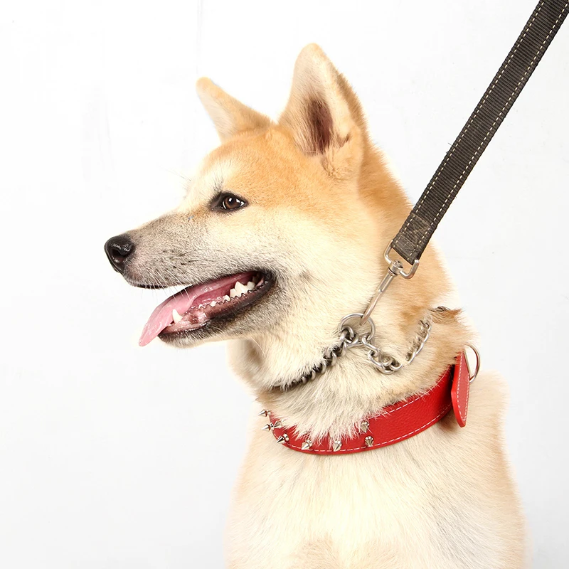 Punk Rivet Dog Collar for Middle Large Dogs pet Accessories Retractable PU Leather Pet Collars Cool & Fashion