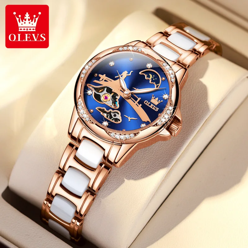 OLEVS watch Bracelet Set waterproof automatic mechanical watch womens designer watches luxury watch brand 18K ceramic watch