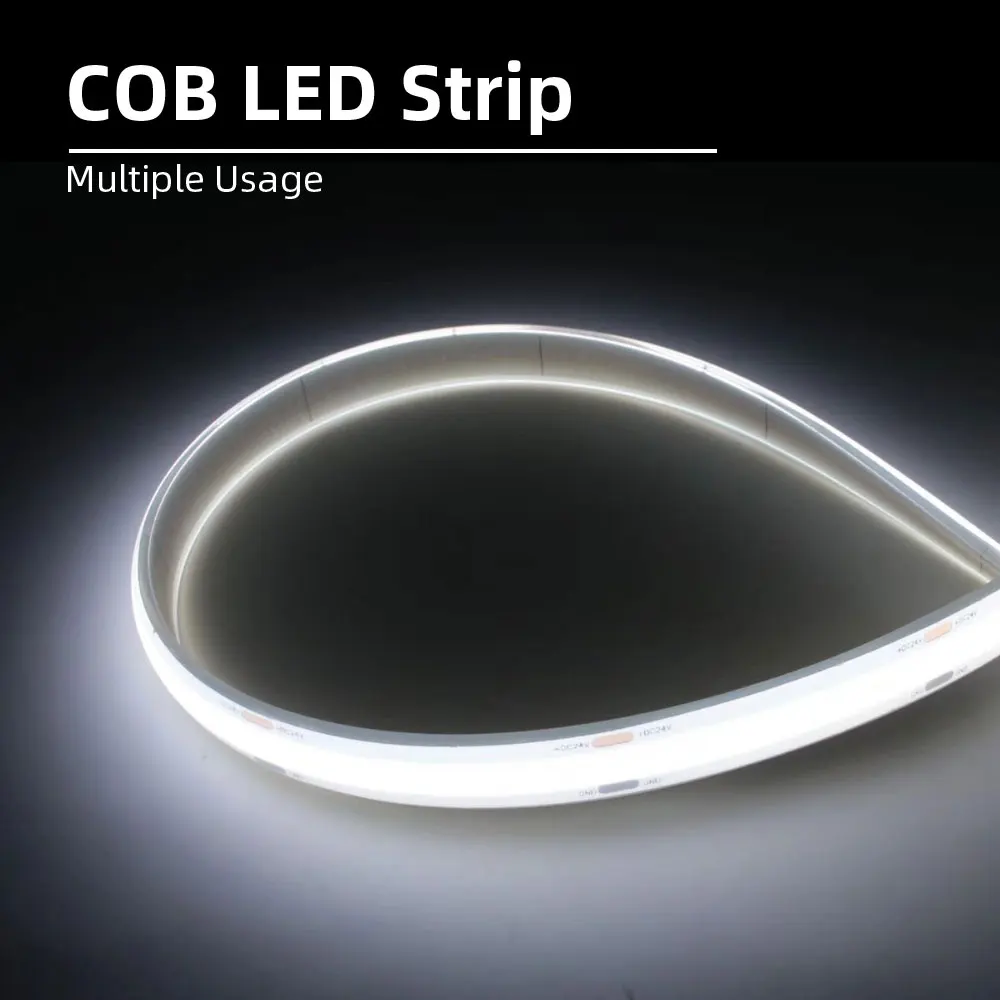 Гибкая светодиодная лента cob постоянный ток 24 В 5 м 6-8 Фотолюминесцентная режущая