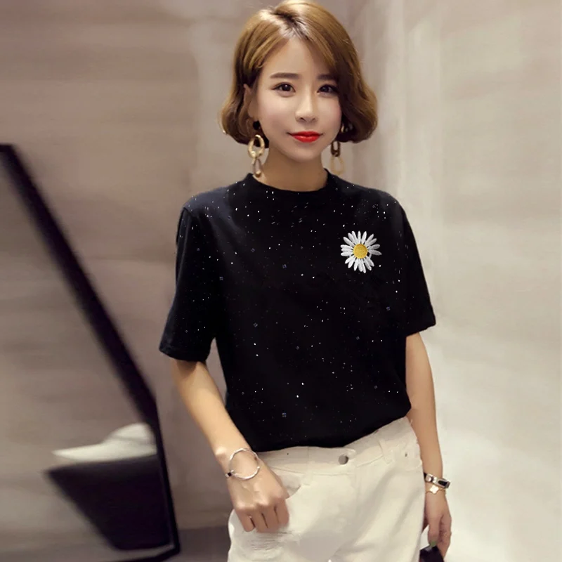 Золочение Звездное футболка с принтом &quotнебо&quot блестками свободная в западном