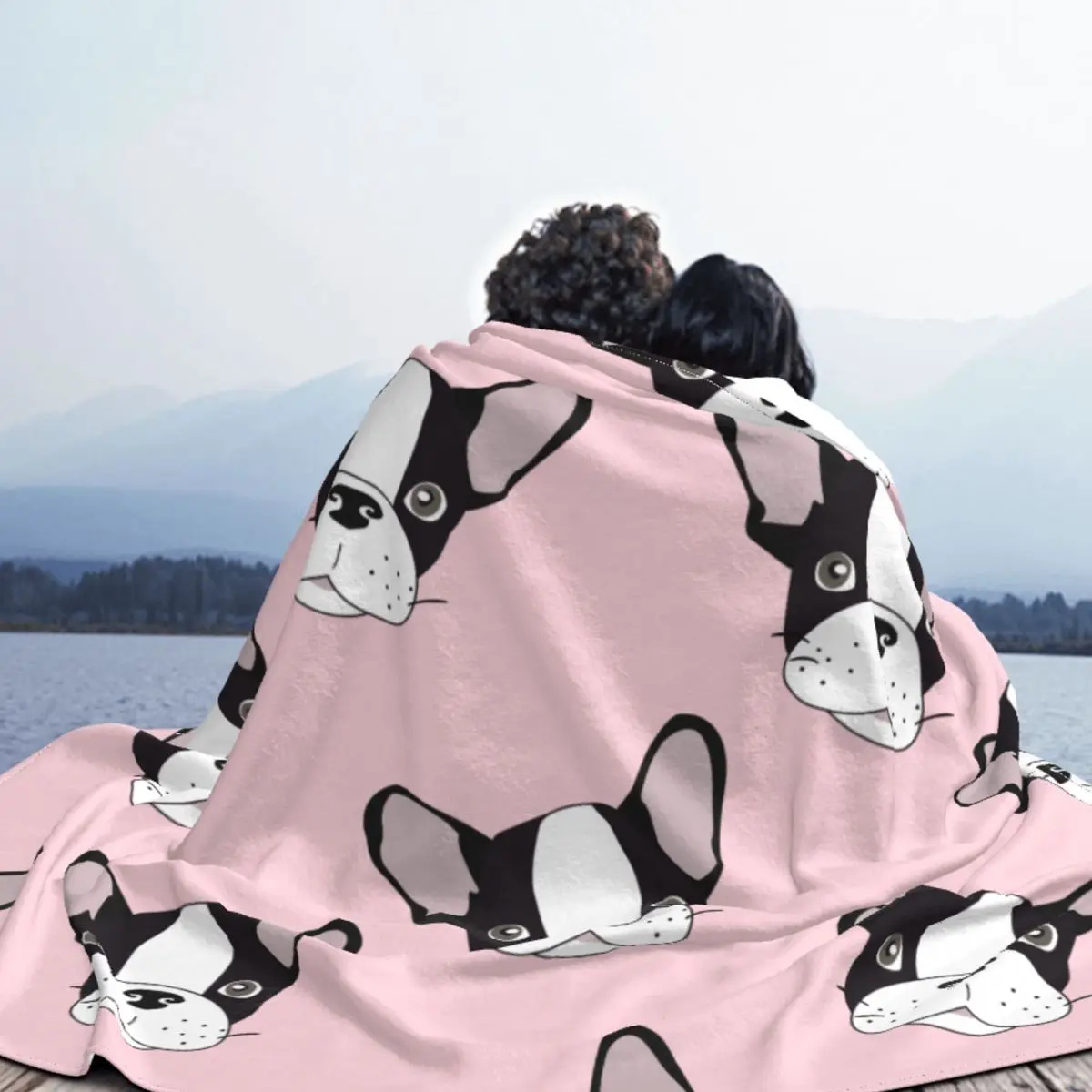 Милый мультяшный щенок одеяло с рисунком французского бульдога плюшевое
