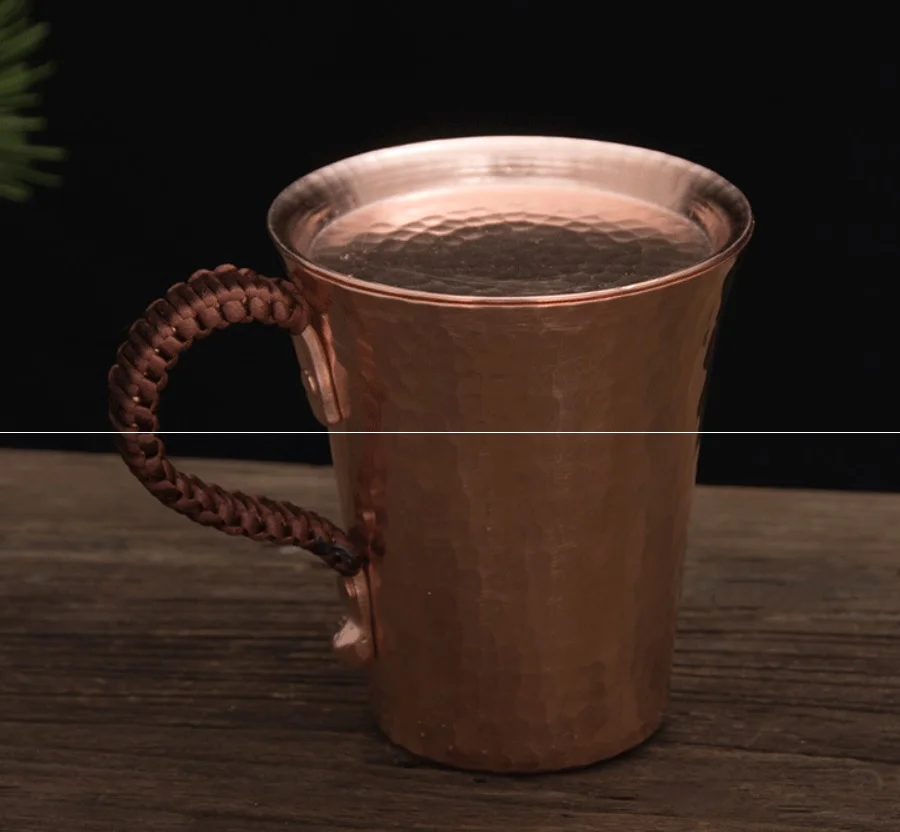 Утолщенная чашка ручной работы из чистой меди 1 шт. 350 мл для воды чая вина пива