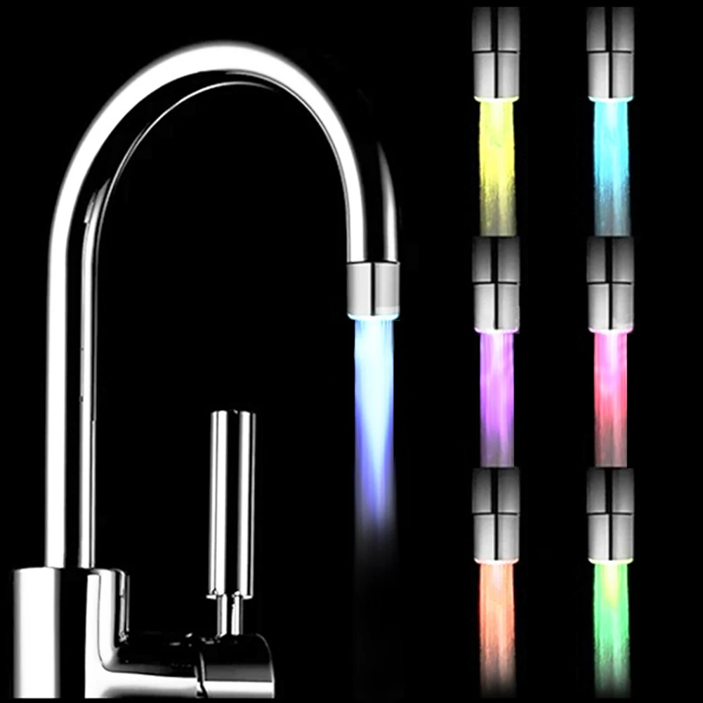 

LED Change Water Faucet Kitchen Shower Tap Bathroom Water Sprinkler Head Faucet Aerator Water Saving Kitchen Accessories
