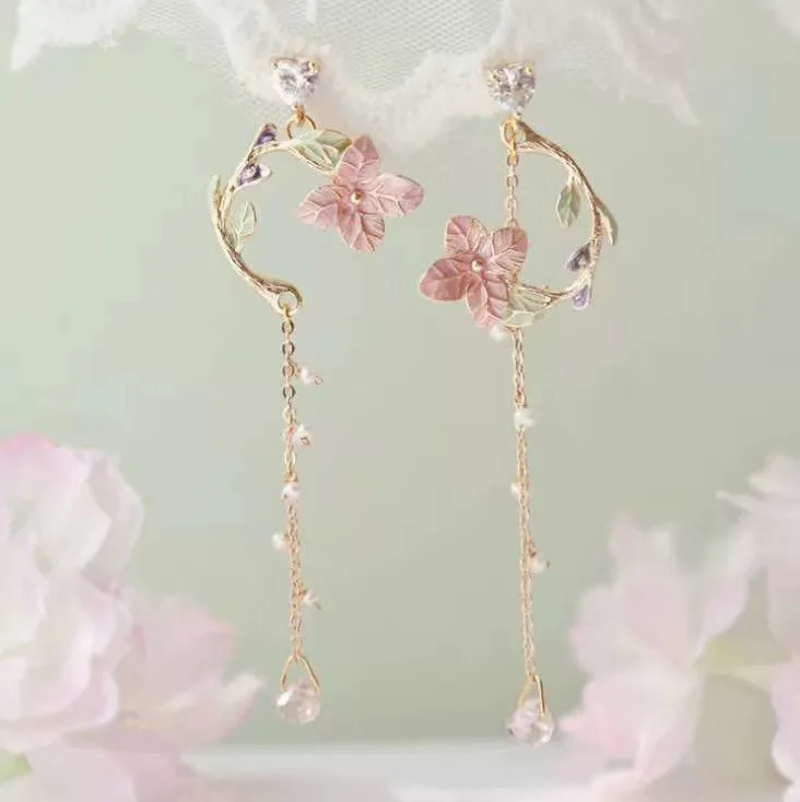 Серьги милые девушки сердце ветер французский нежный длинный Асимметричный