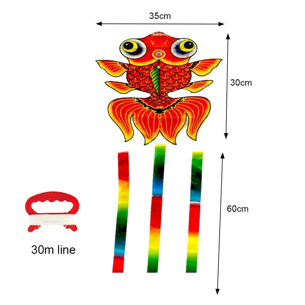 

Children's cartoon plastic goldfish snake animal kite toy string with kite For adults handle accessory outdoor flying L3L8