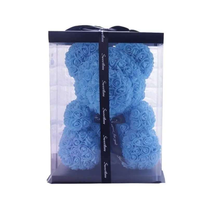 

DIY 25 cm Teddy Rose Bear With Box Artificial PE Flower Bear Rose Valentine's Day For Girlfriend Women Wife Mother's Day Gifts
