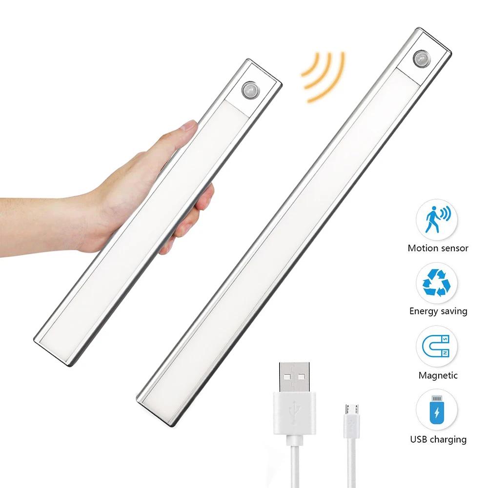 

Ultra-Thin PIR Motion Sensor Night Lights USB Rechargeable Under Cabinet Lamp for Kitchen Bedroom Closet Wardrobe Toilet Decor