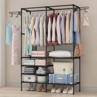 simple fashion coat rack large capacity bedroom wardrobe closet clothes hanger mutifunctional storage organizer floor shelf wf
