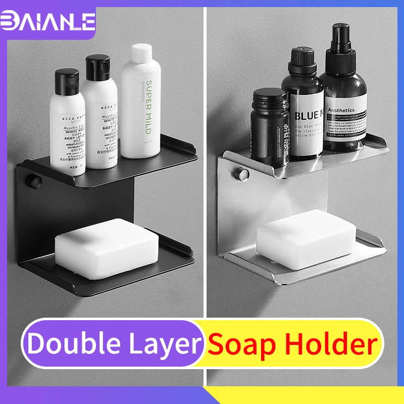 Мыльница черный двухслойный кухонный держатель для мыла из нержавеющей стали