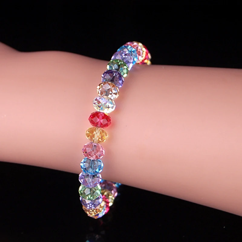 

Fashion Austrian crystal bracelet female rainbow lucky bracelet jewelry gift Crystal beaded bracelet handmade bracelet