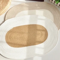 japanese style hand woven oval carpet cotton thread jute entrance door mat bathroom absorbent non slip foot mat area floor mats