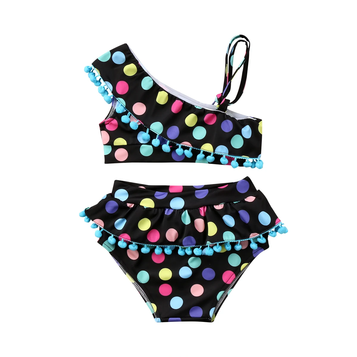 

2Styles Summer Kid Baby Girls Tankini Bikini Set ruffles strap Dot Print lovely kid Swimwear Swimsuit Bathing Suit Costume 2-7Y