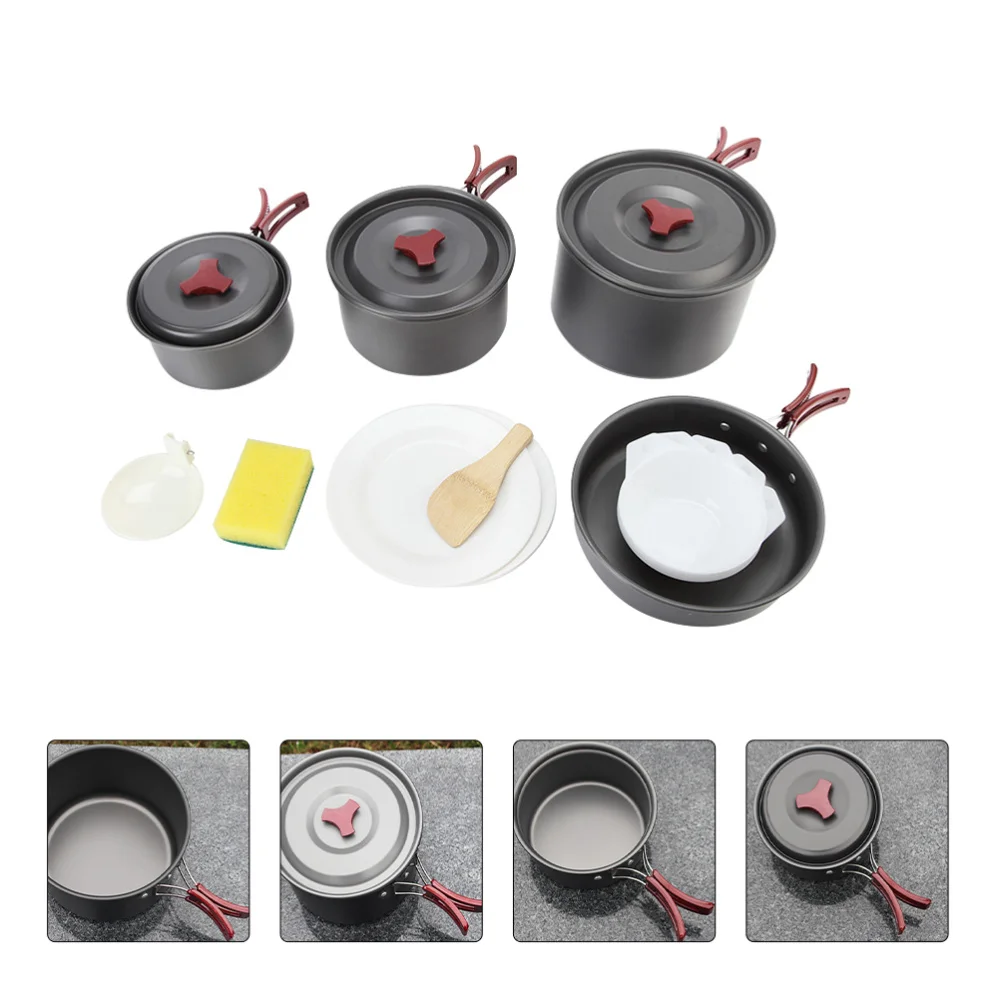 

1 Set Camping Cookware Folding Pot Outdoor Cooking Set Outdoor Mess Kit
