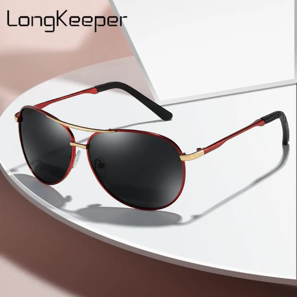 

LongKeeper Men Vintage Polarized Sunglasses Women Classic Brand Coating Lens Sun Glasses Male Metal Frame Driving Eyewear Oculos