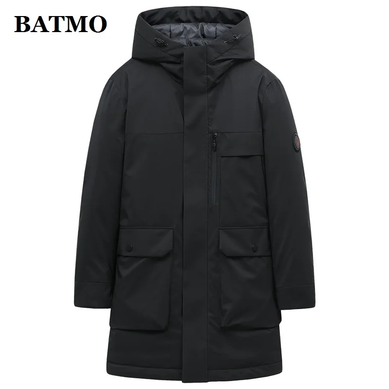 Новое поступление 2019 зимние мужские куртки BATMO с капюшоном из 90% белого утиного