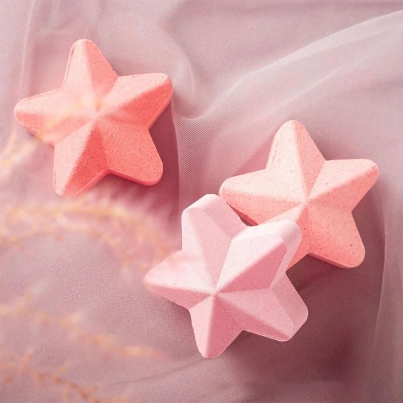 

10 шт./компл. розовые пятиконечные Бомбочки для ванны в форме звезды, натуральные пузырьки эфирных масел, яркий шар, масло для тела