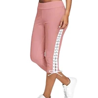 80 hot sales%ef%bc%81%ef%bc%81%ef%bc%81women high waist cropped trousers drawstring bandage skinny leggings capri pants