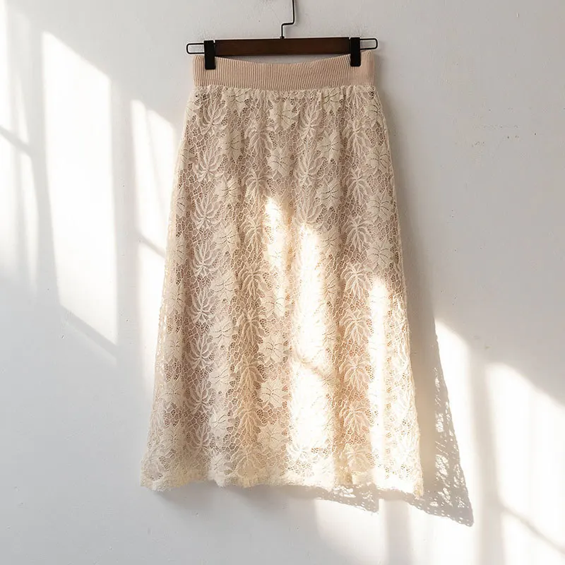 2019 High Waist Knitted Two Side Wear Women Winter Midi Lace Skirt Chic Autumn Thick Faldas Jupe Femme Saia | Женская одежда