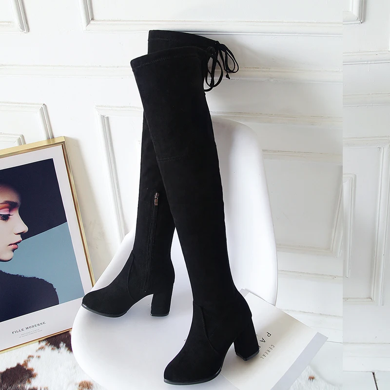 2018 г. новые модные зимние женские ботинки пикантные черные теплые с острым носком