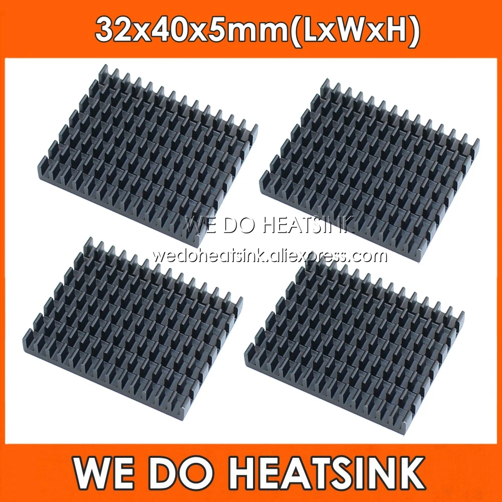 

WE DO HEATSINK 32x40x5mm Without or With Thermal Pad Black Slotted Anodized Aluminum Heatsink Cooler Radiator