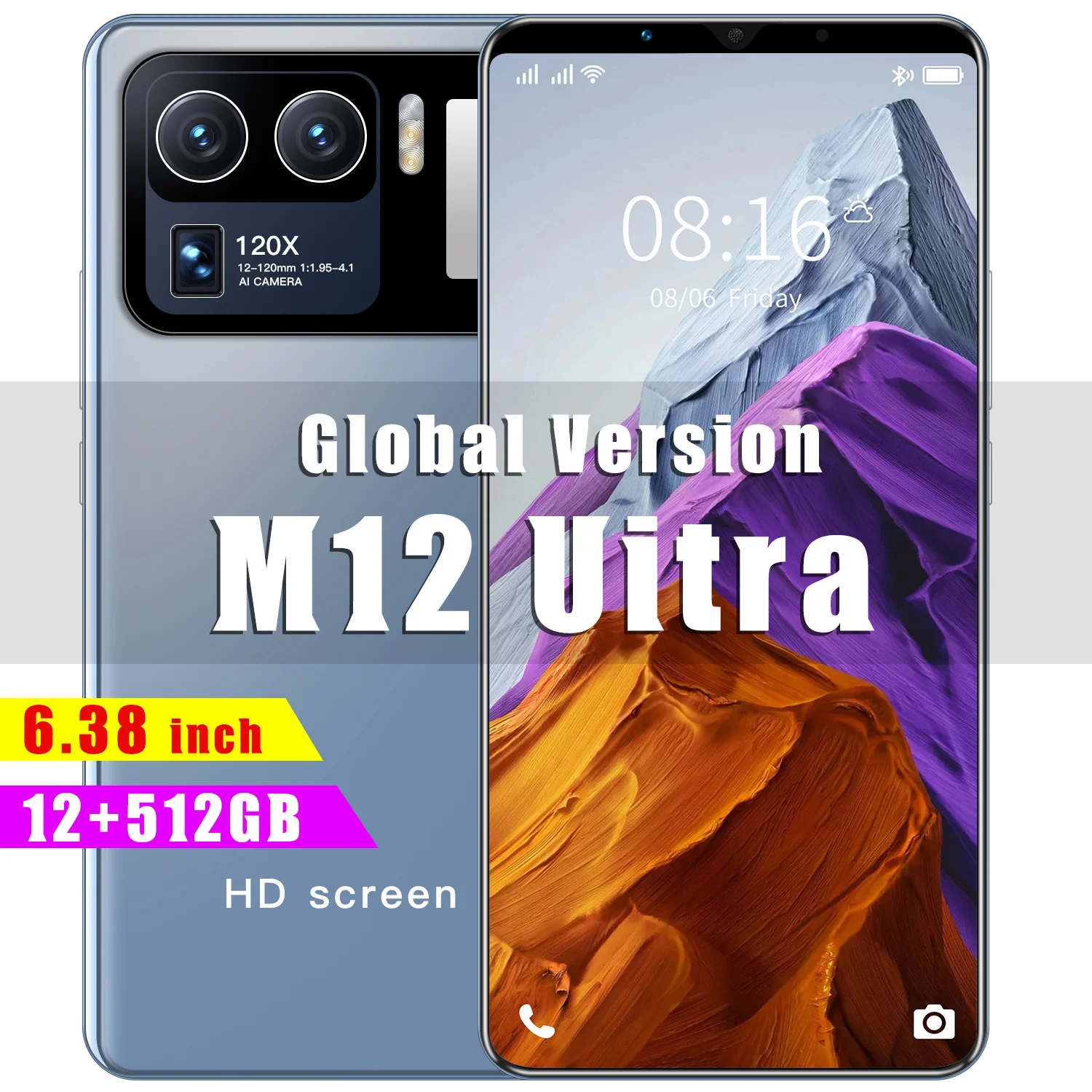 

Hot Sale XIAOM12 Uitra 6.38 Inch 8+128GB Andriod 10 4G LTE 5G Net Smart Phone Fingerprint ID 10 Core 5000mAh Dual SIM Cellphone