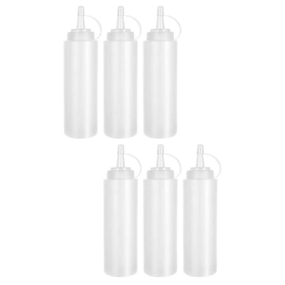 

6Pcs Squeezing Sauce Bottles Salad Dressing Bottles Kitchen Gadgets (White)