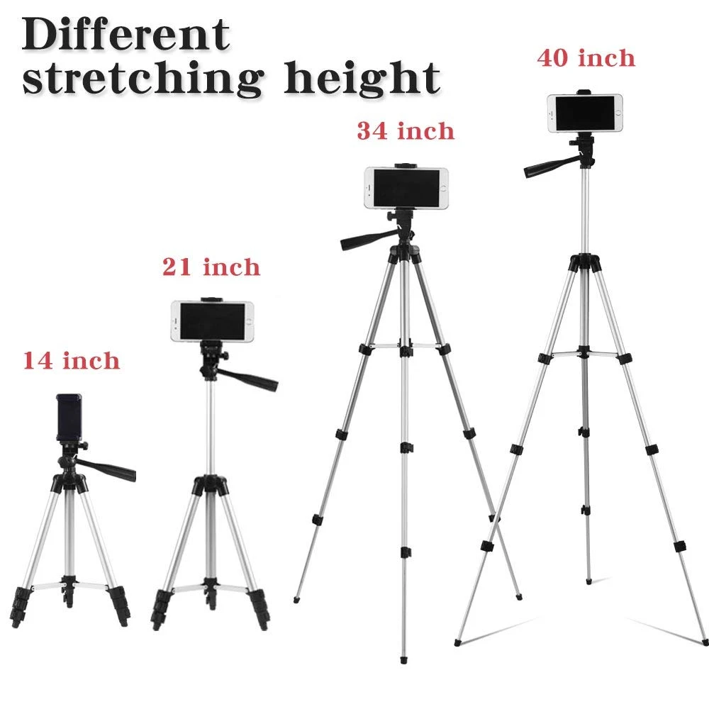 lightweight camera phone tripod portable adjustable tripode stand mount holder with ring light for live youtube aro de luz free global shipping