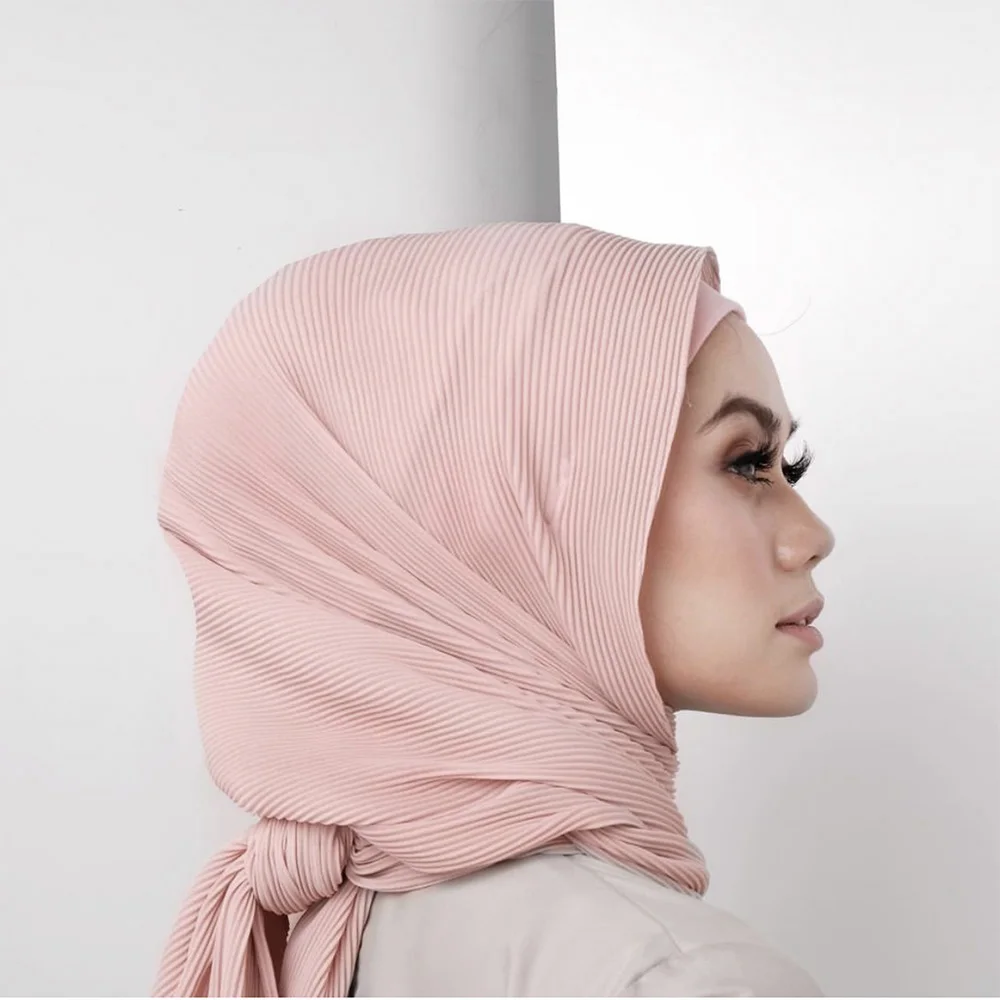Плиссированный хлопковый хиджаб 2021 льняной для женщин мусульманские Модные