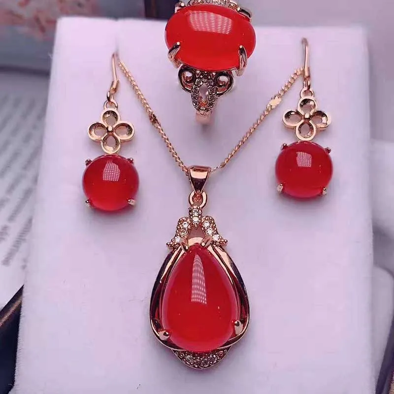 Натуральный лед S925 Серебряный нефрит набор ювелирных изделий Кольцо Серьги