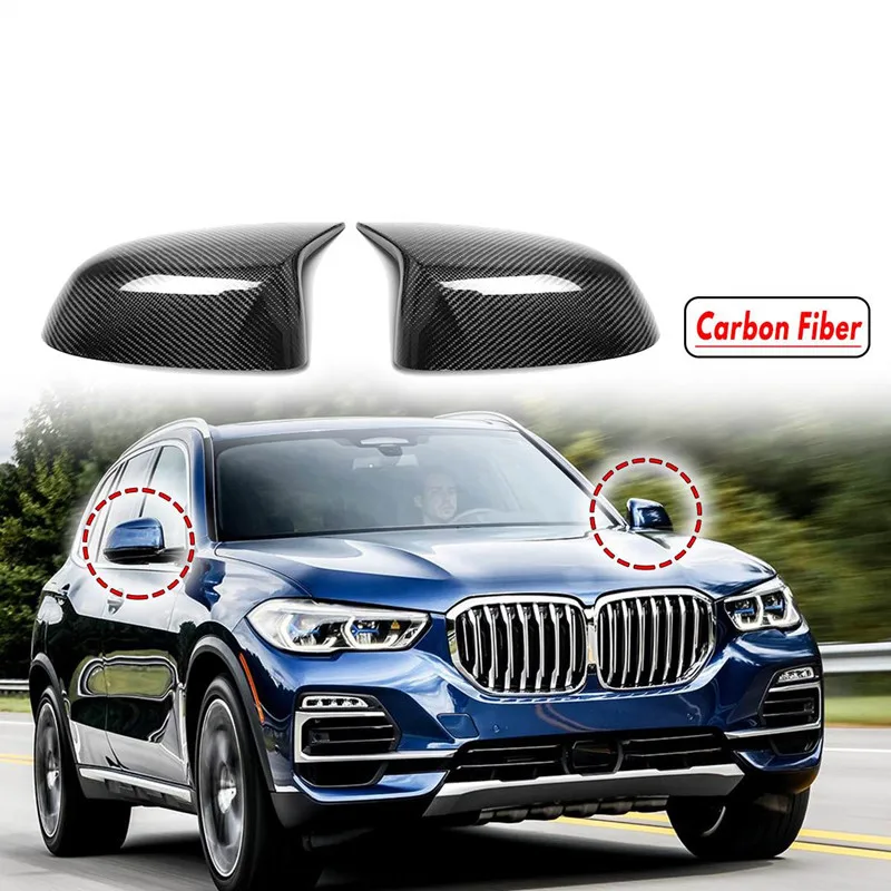 

1 пара сменных боковых зеркал заднего вида из углеродного волокна для BMW X3 G01 X4 G02 X5 G05 X6 G06 2018 + автомобильные аксессуары
