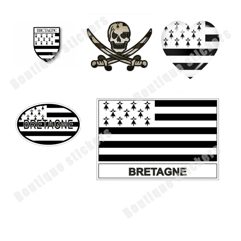 

4X Sticker Decals Pirate Jack Clackham Calico Flag Details of Brittany Heart Flag Sticker Car Sticker Motorcycle Car Sticker