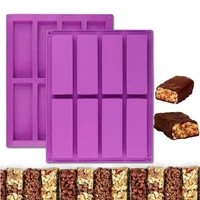 8 cavity silicone protein bars mold rectangle granola bar cake fondant mold chocolate biscuit baking tray ice cube soap mould