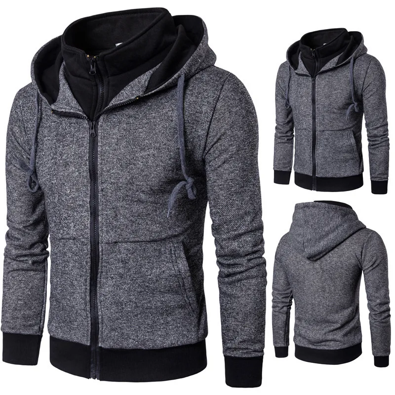 

ZOGAA New Men's Hooded Sweatshirt Zipper Cardigan Dark Grey Sweatshirt Slim Fashion Personality Streetwear Harajuku Men's Jacket