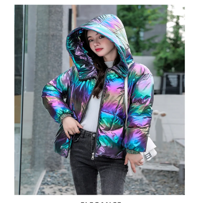 

2020 winter ladies shiny cotton coat stand-up collar women loose and thin bread coat jacket thickened warm down cotton jacket