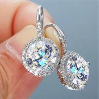 huami hook drop earrings fashion jewelry round multicolor zircon wholesale geometry fine jewelry high quality lady party wedding