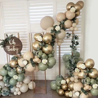 97 pcs avocado green balloon garland arch kit retro gold latex jungle birthday baby shower party wedding decoration