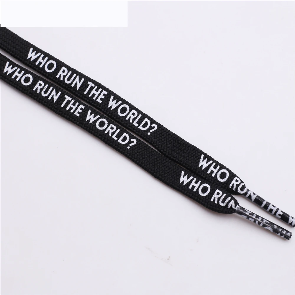 

7MM Shoe Accessories Silk Screen Letter Printing Basketball Canvas Boots Falt Laces Lady Charmed White Black Shoecord